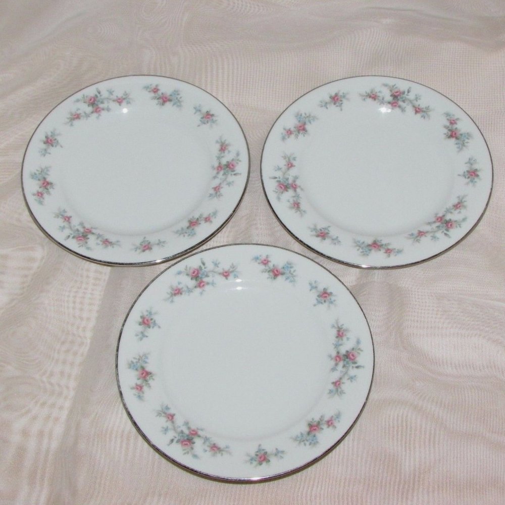 3 Noritake China Lila Bread Plates 6 3/4" Vintage Cottagecore Dishes